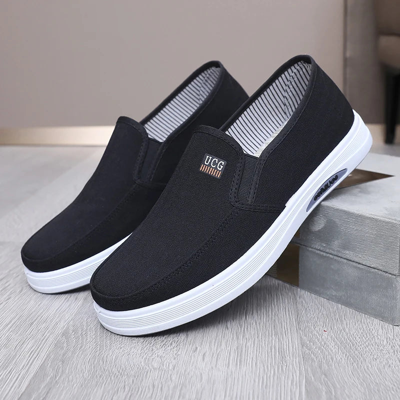Men‘s Canvas Shoes Low Top Joker Men‘s Casual Breathable Men’s Shoes One Pedal Lazy Work Shoes