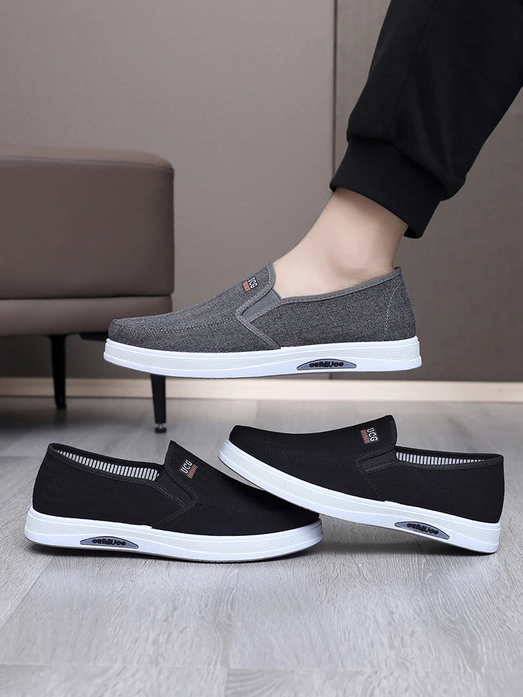 Men‘s Canvas Shoes Low Top Joker Men‘s Casual Breathable Men’s Shoes One Pedal Lazy Work Shoes
